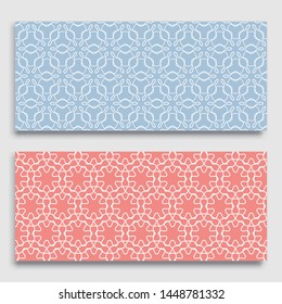 Seamless horizontal borders with repeating line texture. Geometric seamless lace patterns collection for banners, greeting cards or birthday invitations. Ethnic arabic, indian, turkish ornament