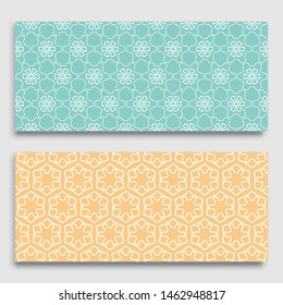 Seamless horizontal borders with repeating line texture. Geometric seamless lace patterns collection for banners, greeting cards or birthday invitations. Ethnic arabic, indian, turkish ornament