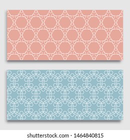 Seamless horizontal borders with repeating line texture. Geometric seamless lace patterns collection for banners, greeting cards or birthday invitations. Ethnic arabic, indian, turkish ornament