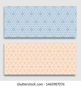 Seamless horizontal borders with repeating line texture. Geometric seamless lace patterns collection for banners, greeting cards or birthday invitations. Ethnic arabic, indian, turkish ornament
