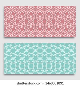 Seamless horizontal borders with repeating line texture. Geometric seamless lace patterns collection for banners, greeting cards or birthday invitations. Ethnic arabic, indian, turkish ornament