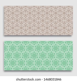 Seamless horizontal borders with repeating line texture. Geometric seamless lace patterns collection for banners, greeting cards or birthday invitations. Ethnic arabic, indian, turkish ornament