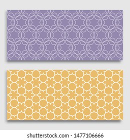Seamless horizontal borders with repeating line texture. Geometric seamless lace patterns collection for banners, greeting cards or birthday invitations. Ethnic arabic, indian, turkish ornament