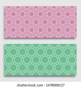 Seamless horizontal borders with repeating line texture. Geometric seamless lace patterns collection for banners, greeting cards or birthday invitations. Ethnic arabic, indian, turkish ornament