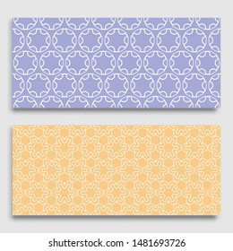 Seamless horizontal borders with repeating line texture. Geometric seamless lace patterns collection for banners, greeting cards or birthday invitations. Ethnic arabic, indian, turkish ornament