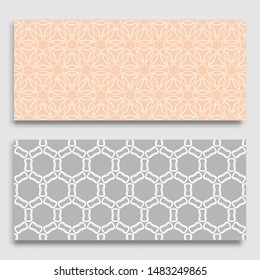 Seamless horizontal borders with repeating line texture. Geometric seamless lace patterns collection for banners, greeting cards or birthday invitations. Ethnic arabic, indian, turkish ornament