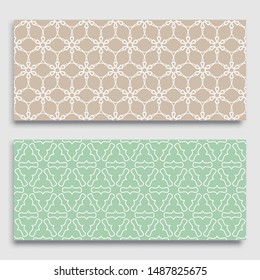 Seamless horizontal borders with repeating line texture. Geometric seamless lace patterns collection for banners, greeting cards or birthday invitations. Ethnic arabic, indian, turkish ornament
