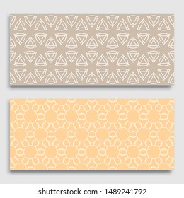 Seamless horizontal borders with repeating line texture. Geometric seamless lace patterns collection for banners, greeting cards or birthday invitations. Ethnic arabic, indian, turkish ornament