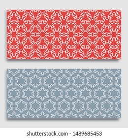 Seamless horizontal borders with repeating line texture. Geometric seamless lace patterns collection for banners, greeting cards or birthday invitations. Ethnic arabic, indian, turkish ornament