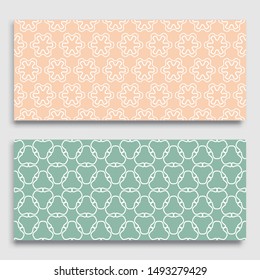 Seamless horizontal borders with repeating line texture. Geometric seamless lace patterns collection for banners, greeting cards or birthday invitations. Ethnic arabic, indian, turkish ornament