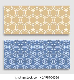 Seamless horizontal borders with repeating line texture. Geometric seamless lace patterns collection for banners, greeting cards or birthday invitations. Ethnic arabic, indian, turkish ornament
