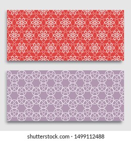 Seamless horizontal borders with repeating line texture. Geometric seamless lace patterns collection for banners, greeting cards or birthday invitations. Ethnic arabic, indian, turkish ornament