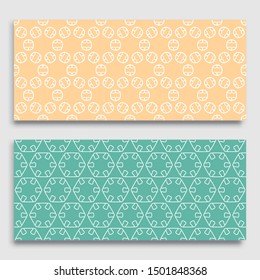 Seamless horizontal borders with repeating line texture. Geometric seamless lace patterns collection for banners, greeting cards or birthday invitations. Ethnic arabic, indian, turkish ornament