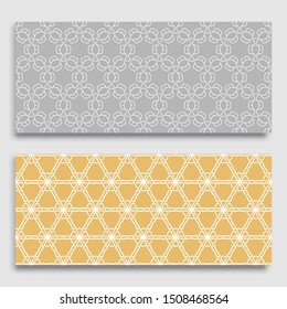 Seamless horizontal borders with repeating line texture. Geometric seamless lace patterns collection for banners, greeting cards or birthday invitations. Ethnic arabic, indian, turkish ornament