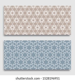 Seamless horizontal borders with repeating line texture. Geometric seamless lace patterns collection  