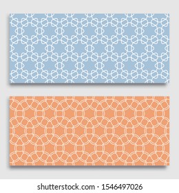 Seamless horizontal borders with repeating line texture. Geometric seamless lace patterns collection for banners, greeting cards or birthday invitations. Ethnic arabic, indian, turkish ornament