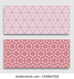 Seamless horizontal borders with repeating line texture. Geometric seamless lace patterns collection for banners, greeting cards or birthday invitations. Ethnic arabic, indian, turkish ornament