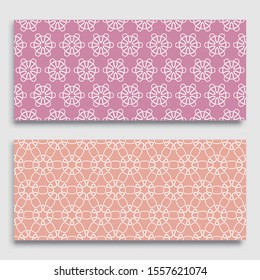 Seamless horizontal borders with repeating line texture. Geometric seamless lace patterns collection for banners, greeting cards or birthday invitations. Ethnic arabic, indian, turkish ornament
