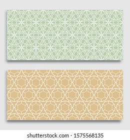 Seamless horizontal borders with repeating line texture. Geometric seamless lace patterns collection for banners, greeting cards or birthday invitations. Ethnic arabic, indian, turkish ornament