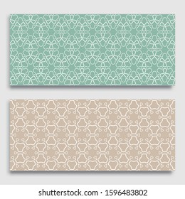 Seamless horizontal borders with repeating line texture. Geometric seamless lace patterns collection for banners, greeting cards or birthday invitations. Ethnic arabic, indian, turkish ornament