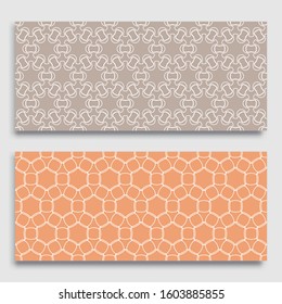 Seamless horizontal borders with repeating line texture. Geometric seamless lace patterns collection for banners, greeting cards or birthday invitations. Ethnic arabic, indian, turkish ornament