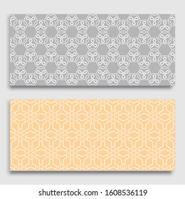 Seamless horizontal borders with repeating line texture. Geometric seamless lace patterns collection for banners, greeting cards or birthday invitations. Ethnic arabic, indian, turkish ornament