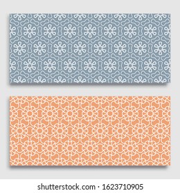 Seamless horizontal borders with repeating line texture. Geometric seamless lace patterns collection for banners, greeting cards or birthday invitations. Ethnic arabic, indian, turkish ornament