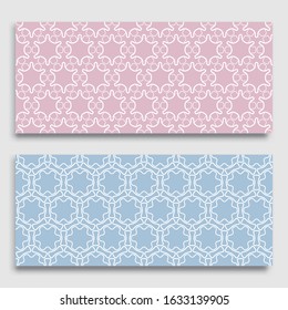 Seamless horizontal borders with repeating line texture. Geometric seamless lace patterns collection for banners, greeting cards or birthday invitations. Ethnic arabic, indian, turkish ornament