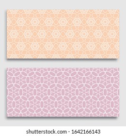 Seamless horizontal borders with repeating line texture. Geometric seamless lace patterns collection for banners, greeting cards or birthday invitations. Ethnic arabic, indian, turkish ornament