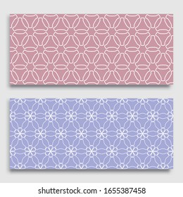 Nahtlose horizontale Ränder mit sich wiederholender Zeilenstruktur. Geometrische Kollektion nahtloser Spitzenmuster für Banner, Grußkarten oder Geburtstagseinladungen. Arabische Ethnische, indische, türkische Ornamente