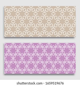 Seamless horizontal borders with repeating line texture. Geometric seamless lace patterns collection for banners, greeting cards or birthday invitations. Ethnic arabic, indian, turkish ornament