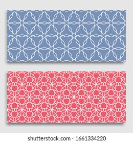 Seamless horizontal borders with repeating line texture. Geometric seamless lace patterns collection for banners, greeting cards or birthday invitations. Ethnic arabic, indian, turkish ornament