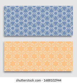 Bordes horizontales sin inconvenientes con textura de línea repetida. Colección de patrones de encajes geométricos sin fisuras para banners, tarjetas de felicitación o invitaciones de cumpleaños. Ornamento étnico árabe, indio, turco
