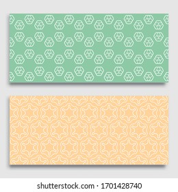 Seamless horizontal borders with repeating line texture. Geometric seamless lace patterns collection for banners, greeting cards or birthday invitations. Ethnic arabic, indian, turkish ornament