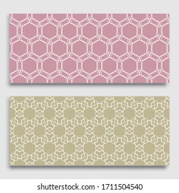 Seamless horizontal borders with repeating line texture. Geometric seamless lace patterns collection for banners, greeting cards or birthday invitations. Ethnic arabic, indian, turkish ornament