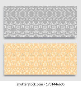 Bordes horizontales sin inconvenientes con textura de línea repetida. Colección de patrones de encaje geométricos sin fisuras para banners, tarjetas de felicitación o invitaciones de cumpleaños. Ornamento étnico árabe, indio, turco