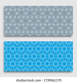 Nahtlose horizontale Ränder mit sich wiederholender Zeilenstruktur. Geometrische, nahtlose Spitzen-Musterkollektion für Banner, Grußkarten oder Geburtstagseinladungen. Arabische Ethnische, indische, türkische Ornamente