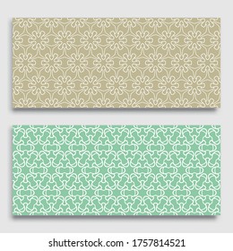 Seamless horizontal borders with repeating line texture. Geometric seamless lace patterns collection for banners, greeting cards or birthday invitations. Ethnic arabic, indian, turkish ornament