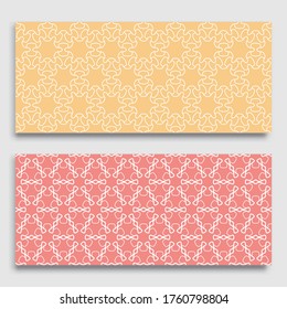 Seamless horizontal borders with repeating line texture. Geometric seamless lace patterns collection for banners, greeting cards or birthday invitations. Ethnic arabic, indian, turkish ornament