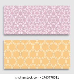 Seamless horizontal borders with repeating line texture. Geometric seamless lace patterns collection for banners, greeting cards or birthday invitations. Ethnic arabic, indian, turkish ornament