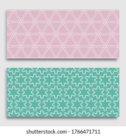 Seamless horizontal borders with repeating line texture. Geometric seamless lace patterns collection for banners, greeting cards or birthday invitations. Ethnic arabic, indian, turkish ornament