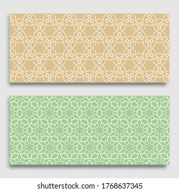 Seamless horizontal borders with repeating line texture. Geometric seamless lace patterns collection for banners, greeting cards or birthday invitations. Ethnic arabic, indian, turkish ornament