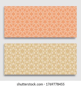 Seamless horizontal borders with repeating line texture. Geometric seamless lace patterns collection for banners, greeting cards or birthday invitations. Ethnic arabic, indian, turkish ornament