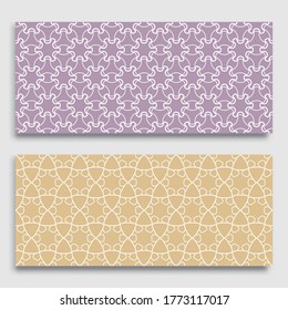 Seamless horizontal borders with repeating line texture. Geometric seamless lace patterns collection for banners, greeting cards or birthday invitations. Ethnic arabic, indian, turkish ornament