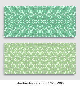 Bordes horizontales sin inconvenientes con textura de línea repetida. Colección de patrones de encaje geométricos sin fisuras para banners, tarjetas de felicitación o invitaciones de cumpleaños. Ornamento étnico árabe, indio, turco