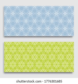 Seamless horizontal borders with repeating line pattern. Geometric seamless lace patterns collection for banners, greeting cards or birthday invitations. Ethnic arabic, indian, turkish ornament