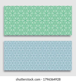 Seamless horizontal borders with repeating line texture. Geometric seamless lace patterns collection for banners, greeting cards or birthday invitations. Ethnic arabic, indian, turkish ornament