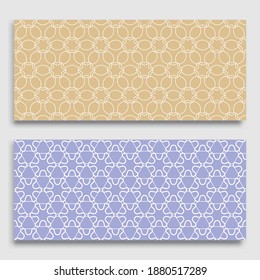Bordes horizontales sin inconvenientes con textura de línea repetida. Colección de patrones de encaje geométricos sin fisuras para banners, tarjetas de felicitación o invitaciones de cumpleaños. Ornamento étnico árabe, indio, turco
