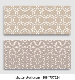 Seamless horizontal borders with repeating line texture. Geometric seamless lace patterns collection for banners, greeting cards or birthday invitations. Ethnic arabic, indian, turkish ornament