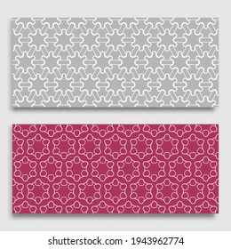 Seamless horizontal borders with repeating line texture. Geometric seamless lace patterns collection for banners, greeting cards or birthday invitations. Ethnic arabic, indian, turkish ornament